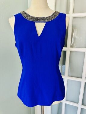 XOXO Royal Blue Embellished Neck Sleeveless Tank Top